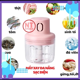 Máy Xay Tỏi Hồng 250ml, Máy Xay Mini, Xay Tỏi Ớt Tiêu Cầm Tay Đa Năng, Nhỏ Gọn, Tiện Lợi - NTstore