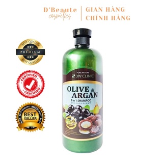 Dầu gội giảm gàu và làm mềm tóc Olive &amp; Argan 3W CLINIC OLIVE&amp;ARGAN 2 IN 1 SHAMPOO 1500ml - Hàn Quốc Chính Hãng