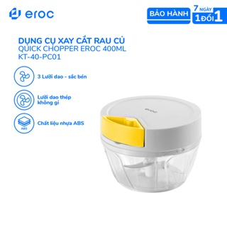 Dụng Cụ Xay Cắt Rau Củ Quả 3 Lưỡi Dao Hàng Cao Cấp 400ml Quick Chopper Eroc V-KT-40-PC01 - Hàng Chính Hãng Eroc