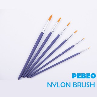 Cọ vẽ màu nước Pebeo set 6 cây cọ tỉa thân xanh lông vàng đủ size chuyên đi nét, tô vẽ tranh