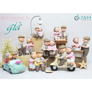 Tượng ông bà anh hạnh phúc nhiều kiểu áo hồng CO-TOBHP-01