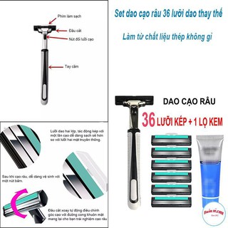 ❤️Combo Dao Cạo Râu Và Lưỡi Kép Giá Rẻ Cho Nam Giới ❤️( 36 Lưỡi Dao Kép + 1 Bàn Cạo) Tặng 1 tuýt kem tạo bọt