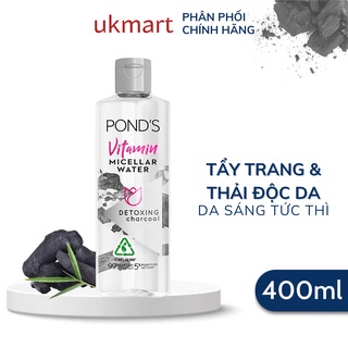 Nước Tẩy Trang Pond's Vitamin Micellar Water D-Toxx Charcoal Than Hoạt Tính Sạch Sâu 400ml