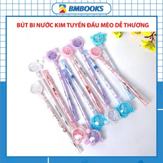 Bút bi nước cute kim tuyến hình mèo sáng tạo BMBooks