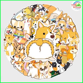 [Bộ 50 Cái] Miếng Sticker dán vali, nón bảo hiểm, đàn, guitar, ukulele, laptop, điện thoại chống nước - Chó Corg M053