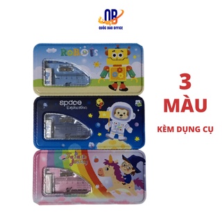 Hộp bút sắt B-189 kèm đồ dùng học tập - 1 chiếc