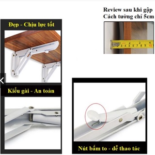 Bộ 2 Bản Lề Gập Thông Minh Chữ K Chất Liệu Inox Và Thép - Giá Đỡ,Ke Đỡ Gập Chịu Lực 85Kg