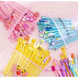 Sét 20 bút hình thú ngộ ngĩnh kèm túi zip Unicorn