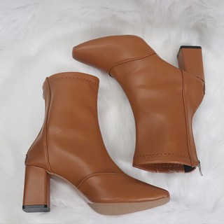 [ Kèm ảnh thật] Boot lửng màu nâu mũi vuông ÔM CHÂN sành điệu GBN6903