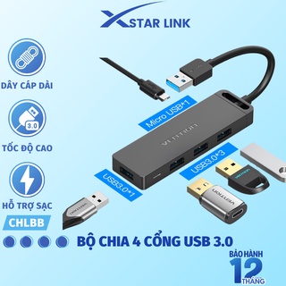 Hub usb 3.0 chia 4 cổng - Bộ chia cổng Usb 3.0 2.0 có nguồn sạc điện thoại, máy tính, laptop Vention