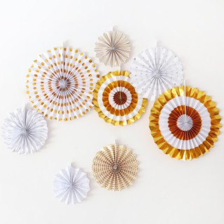 Bộ 8 Quạt Giấy Trang Trí Ánh Kim (Party Fan)