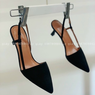 (S129) Sandal nữ bít mũi nhọn da lộn 7 phân (Mã TH122 - VNXK)