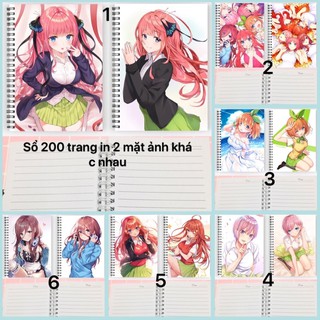 sổ viết Go-Toubun no Hanayome 200 trang /sổ tay anime Go-Toubun no Hanayome in 2 mặt ảnh khác nhau