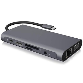 Cáp chuyển đổi Type C to HDMI 4K / VGA/ LAN/ PD/ TF/ SD/ USB 3.0 /Audio 3.5mm 10 in 1 dùng cho Macbook, Samsung DEX,DELL