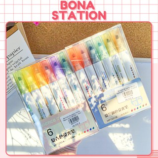 [Mã SKAMLSC095 giảm 10% tối đa 70K đơn 100K] Bộ 6 bút highlight Vience Retro morandi macaron | BPD001