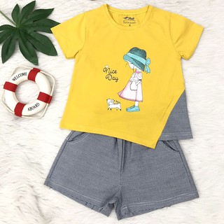 BỘ BÉ GÁI TAY NGẮN size 1 từ 9-10kg ÁO THUN QUẦN KATE - BG23
