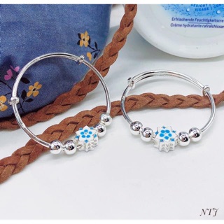 VÒNG BẠC TRẺ CON - LẮC TAY KÈM BI HOA CAO CẤP