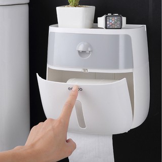 Hộp Đựng Giấy Vệ Sinh 2 Tầng Ecoco, Hộp Khăn Giấy Rút Có Khay Đựng Điện Thoại