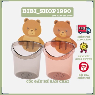 Cốc dán tường nhà tắm hình gấu nâu dễ thương - Cốc đựng bàn chải kem đánh răng gắn tường (CG02)