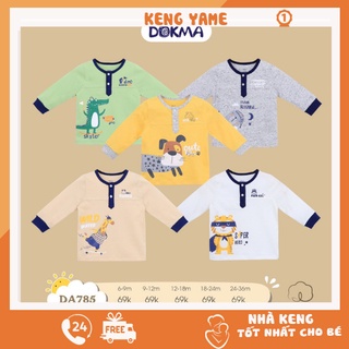 Áo bé trai dài tay Dokma áo thu đông dài tay cổ trụ- cổ tròn cho bé vải cotton mềm mại, mẫu mới 2021