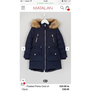Áo Parka Bé Gái Lót Nhung Navy Matalan