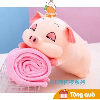 [Tặng vòng tay may mắn] Bộ Chăn Gối Văn Phòng Siêu Tiện Ích Hình Thú. Chăn gối gấu bông hà mã chất vải miniso