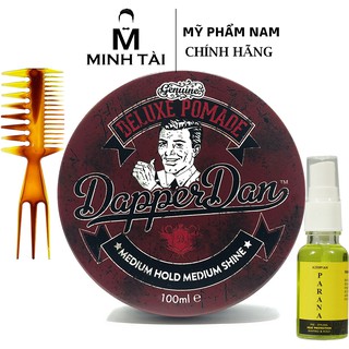 Sáp Vuốt Tóc Nam DAPPER DAN Deluxe Pomade 100g + Xịt Dưỡng Tóc AZENMAN Parana 20ml + Lược Chải Tóc Texture
