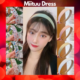 Băng đô vintage cài tóc bờm tóc phong cách retro caro Hàn Quốc dễ thương Hoa Nhí họa tiết siêu sang chảnh Miituu BRT