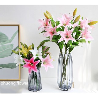 Hoa Ly giả Cao Su và Lụa siêu bền đẹp đủ 2 size dài 78cm và ngắn 37cm cắm bình tuyệt đẹp