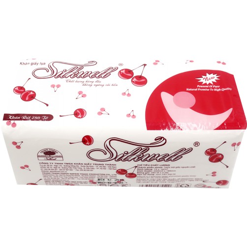 Khăn giấy lụa Silkwell cherry túi 280 tờ