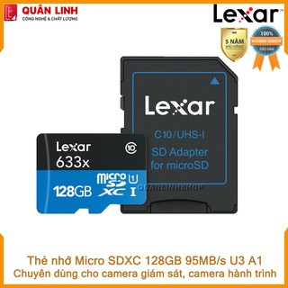 Thẻ nhớ Micro SDXC 128GB A1 UHS-I V30 U3 95MB/s Lexar chuyên dùng cho Camera giám sát, hành trình
