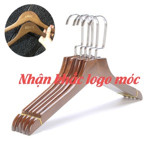 Móc Gỗ Nâu Trơn Cao Cấp 44cm, Đầu Gỗ Vuông ( Bộ 50 Móc)