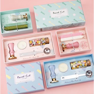 SẴN set hộp con dấu sáp niêm phong sealing wax pastel dễ thương (mặt dấu ngẫu nhiên)