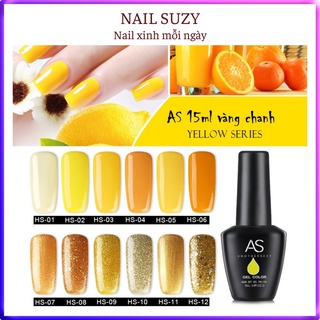 Sơn gel AS sơn móng tay gel dùng máy hơ gel sơn nail tone vàng chanh vàng hoa mai vàng nhũ vàng cam NAIL SUZY mã HS 15ml