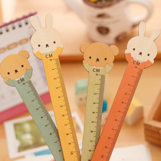 Thước Kẻ 15cm Hình Gấu Dễ Thương, Chất Liệu Gỗ Xịn