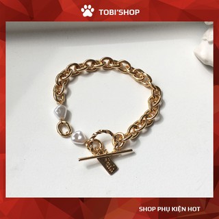 Vòng tay nữ lắc tay nữ dạng xích vàng ánh kim khóa chốt chặn TB231 - TOBI'SHOP