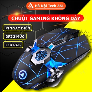 Chuột Máy Tính Không Dây Gaming Sạc Pin A7 Led RGB Click Không Gây Tiếng Ồn