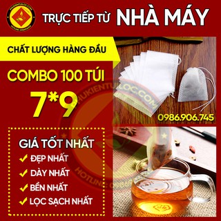 100 chiếc túi lọc trà 7x9 cm có dây rút bằng vải không dệt - Phukientuiloc