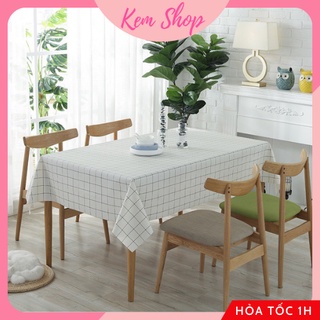 Khăn Trải Bàn Caro Vintage PVC Chống Thấm Nước Cao Cấp Phong Cách Bắc Âu - Kemshop K23