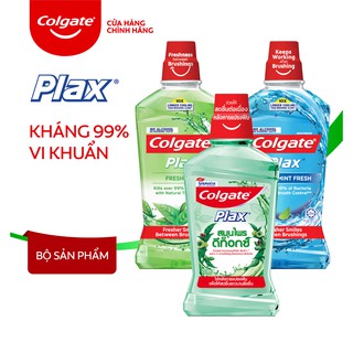 Bộ 3 nước súc miệng Colgate Plax 500ml/chai gồm Trà Xanh, Bạc Hà và Thảo Dược detox