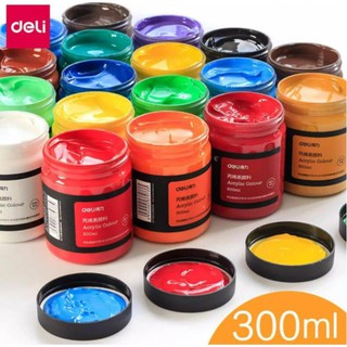Màu Acrylic cao cấp Deli - hộp 300ml - chuyên dụng vẽ vải, giày, đa chất liệu, tươi sáng, nhanh khô - 73875