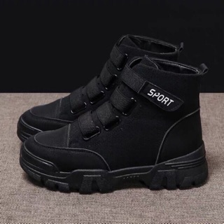 Bốt nữ cao cổ, giày boots nữ dây dán thời trang SPORT