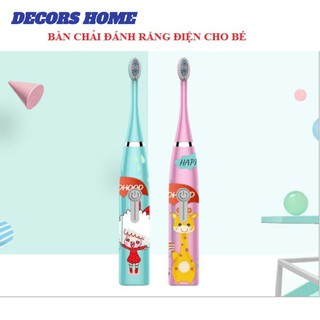Bàn chải đánh răng điện hiện đại an toàn bảo vệ sức khỏe răng miệng cho bé (Tặng kèm 2 đầu chải thay thế)
