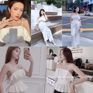 Áo trắng hai dây xinh Rosiee Top có mút ngực from chuẩn tôn dáng ôm xoè nhẹ dễ mix phía sau bo chun có dây tự điều chỉnh