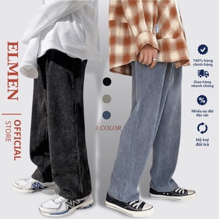 Quần Ống Suông Nam Nữ Ulzzang Nhung Tăm Form Suông Rộng Unisex