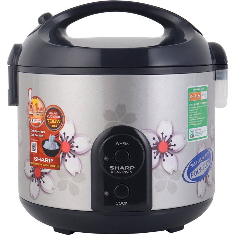 Nồi cơm điện Sharp 1.8 lít KS-NR191STV [HÀNG CHÍNH HÃNG BẢO HÀNH 12 THÁNG]