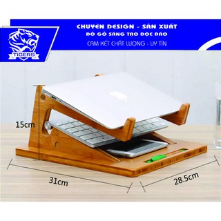 Combo kệ macbook, laptop gỗ tự nhiên.