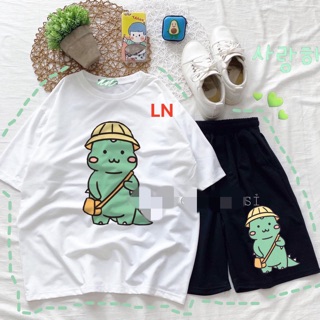 Sét áo khủng Long đeo cặp + quần đùi đen khủng Long LN12