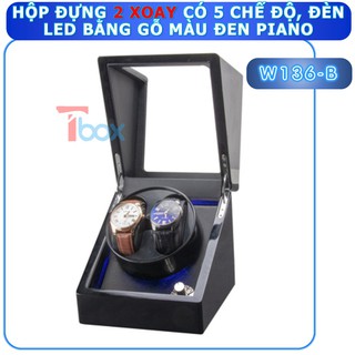 HỘP ĐỰNG ĐỒNG HỒ CƠ Hộp lên dây cót 2 đồng hồ tự động bằng gỗ cao cấp