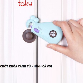 Chốt Cánh Tủ Hình Cá Voi, Taky, An Toàn Cho Bé, Tiện Lợi Cho Mẹ, Kiểu Dáng Dễ Thương 3108Xanh